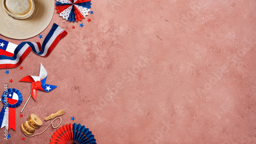 Konstfotografi Celebrating chilean independence day with national symbols and traditional objec