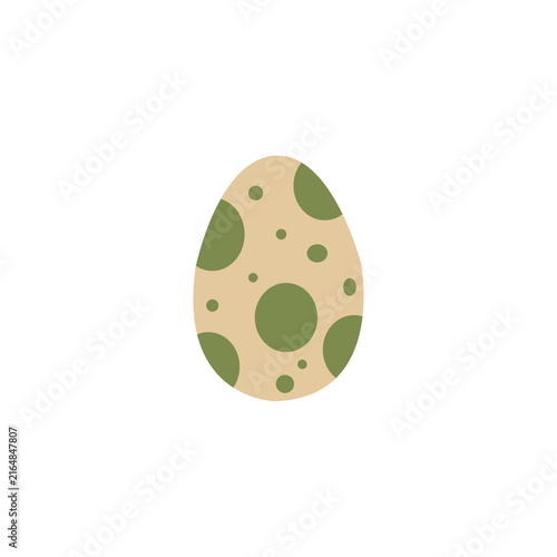 Dinosaur egg with green spots in a simple hand drawn style for kids, prehistoric and birthday designs.