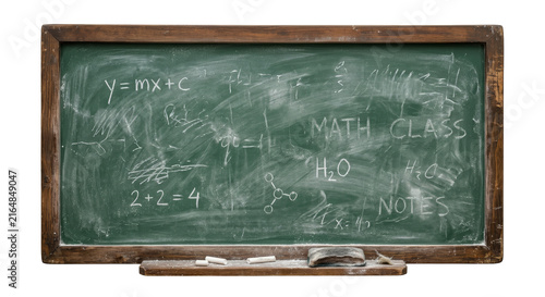 Blank blackboard with chalk isolated on transparent background.