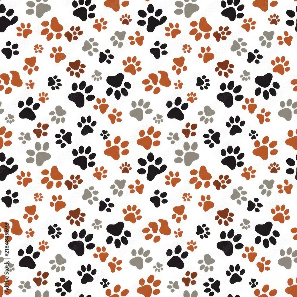 Cute Dog Paw Prints Seamless Vector Pattern for Pet Care Packaging and Textile Design