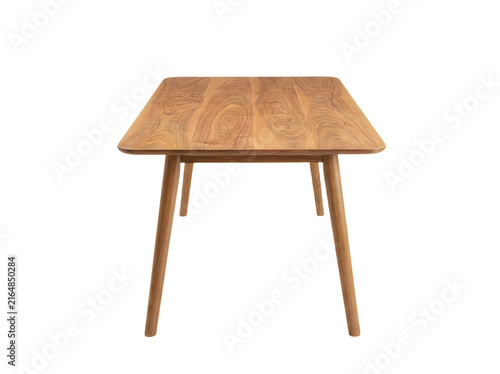 Modern wooden dining table with tapered legs isolated on transparent background