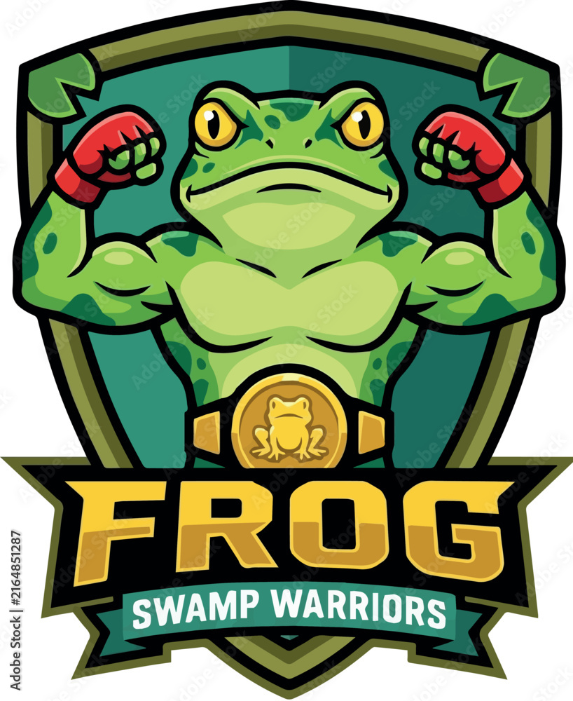 Obraz premium Frog Swamp Warriors: Frog Swamp Warriors Combat Martial Arts Logo