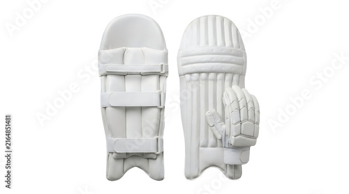 Cricket batting pads and a batting glove isolated on transparent background