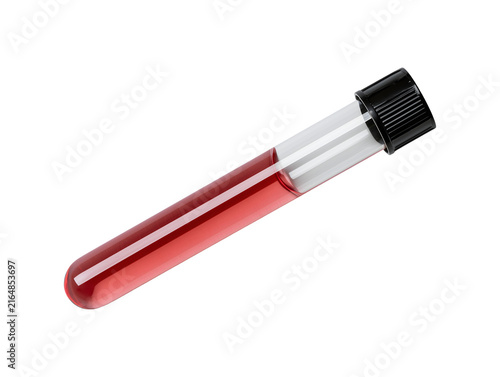Blood test tube isolated on transparent or white background, png