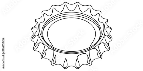 Black and white line art illustration of a metal bottle cap