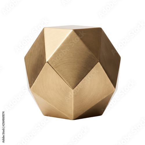 Golden brass geometric dodecahedron decorative object