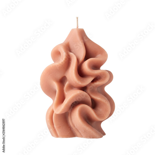 Pink abstract wavy shaped candle on black background