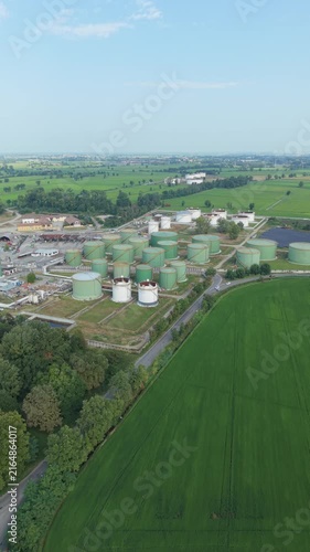 Aerial Drone View of Petroleum Storage Terminal and Fuel Logistics Infrastructure in Italy