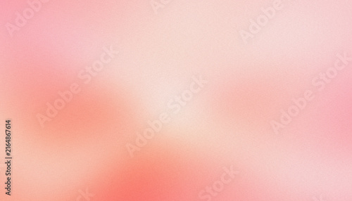 Abstract soft pastel background with dreamy glowing light, delicate peony pink, warm coral, soft peach and pale blush smooth organic gradient with vintage grainy noise texture