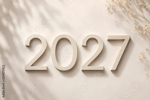 Minimal White 2027 Numerals on Bright Background – New Year Celebration, Calendar, Anniversary and Modern Design