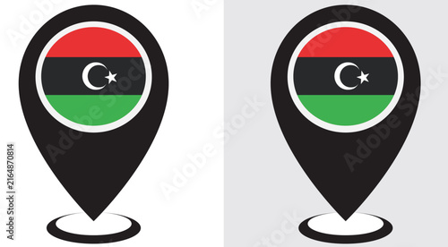 Bild auf Leinwand Libya location pin design flag vector and illustration with the white and grey b
