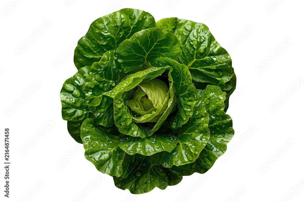 Obraz premium Fresh green lettuce head viewed from above