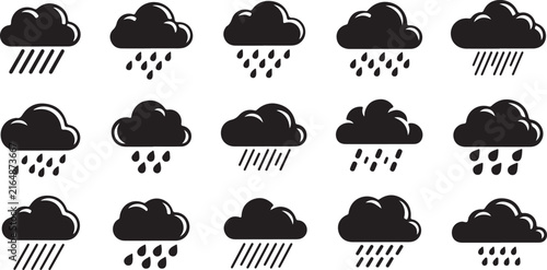 Bild auf Leinwand Rainy weather sign. Rain cloud sign. Rain weather design.