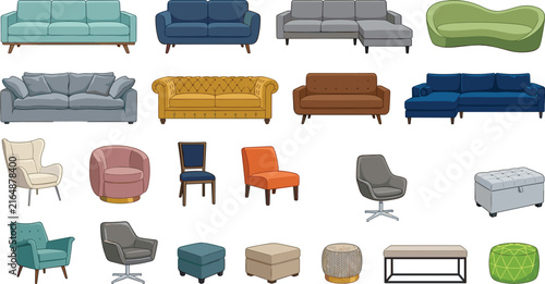 Photography Modern Sofa and Lounge Furniture Collection with Couches, Sectionals, Armchairs,