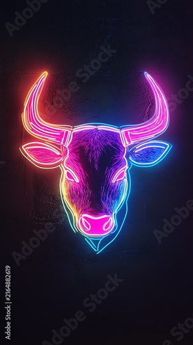 Neon pink and blue abstract fluid swirls in dark background