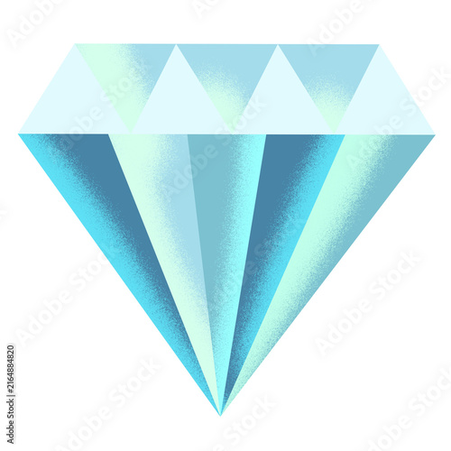 Bild auf Leinwand Stylized diamond gemstone illustration in bright cyan and blue hues, featuring p
