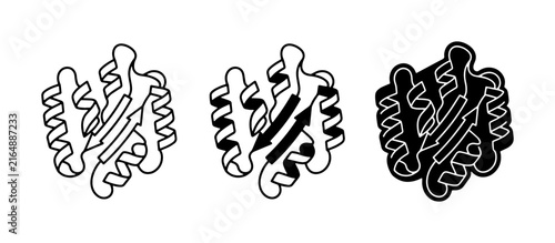 Protein Structure Diagrams, Molecular Biology Icons, Scientific Illustration Set