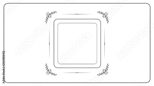 Elegant floral frame border with decorative corner elements and centered lines