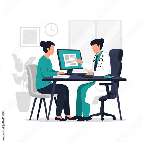 Doctor And Patient Discussing Medical Results In A Modern Clinic Setting
