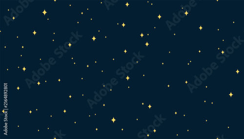 Stars, starry sky, constellations seamless pattern on blue background. Cute simple geometric Christmas, space, universe, galaxy design. Textile, paper, wallpaper print. Flat vector illustration