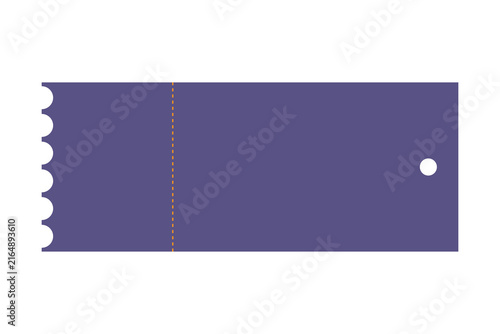Simple purple admission ticket with a perforated edge and a circular hole