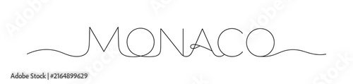 Elegant single line drawing of the word Monaco on a white background