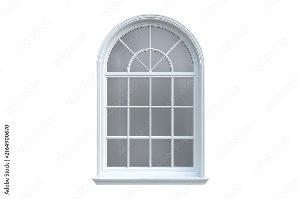 Fototapeta premium Tall arched window with gray glass panes