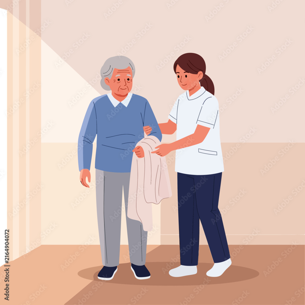 Fototapeta premium Caring For Elderly Patient Helping Hand For Senior Assistance In A Nursing Home