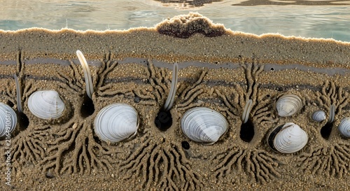 close up of a fishing net on the beach