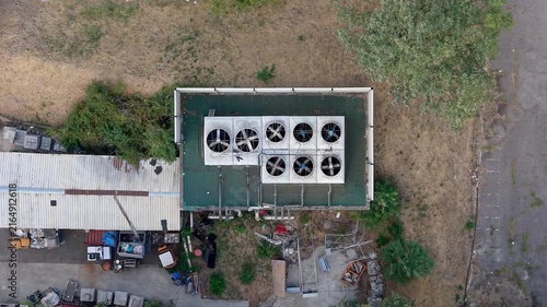 HVAC System Beside Modern Commercial Building from Above