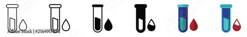 Blood test tube laboratory icon set, medical flask analysis symbol, vector illustration