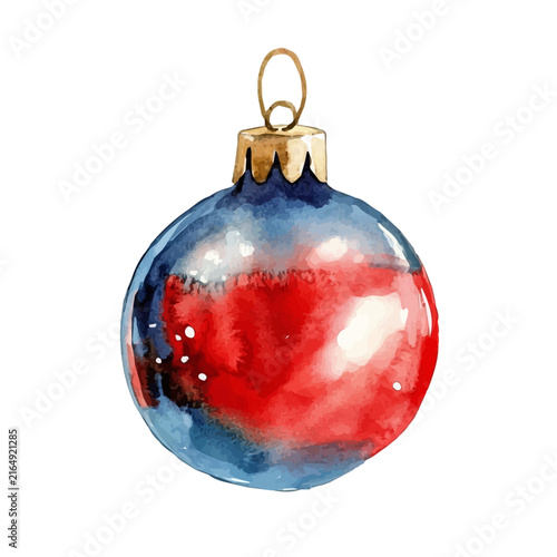 Christmas Bauble, playful watercolor vector painting with subtle shadowing and soft gradients, isolated on a white background.
