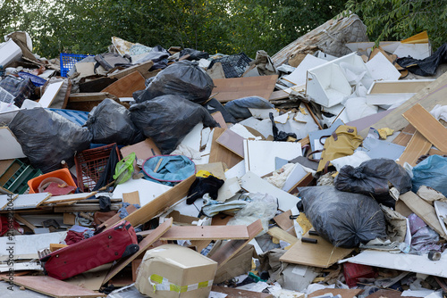 Bild auf Leinwand Large illegal dump showing environmental pollution and waste