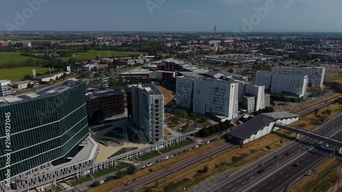 Aerial View of Modern Business District and Office Complex in Assago, Milan