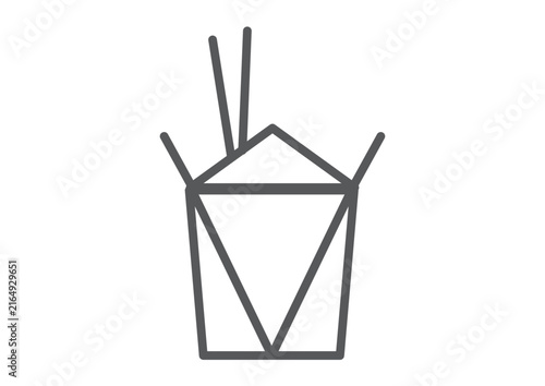 Asian Food Box Noodles with Chopsticks