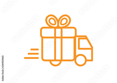 Fast Delivery Truck Service Icon with Present