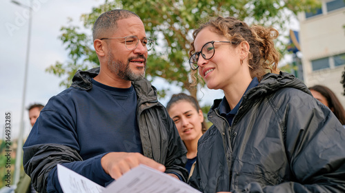 Engaged Conversation Outdoors