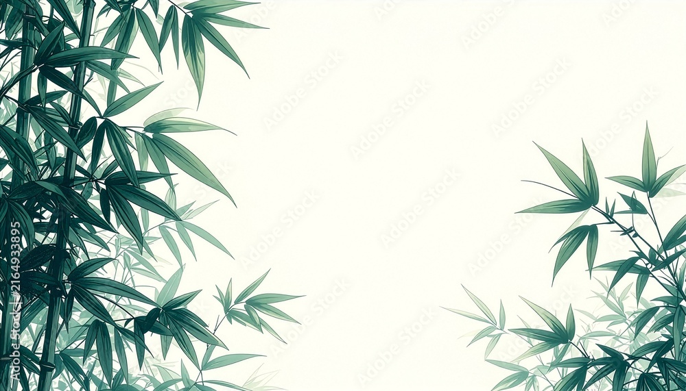 Naklejka premium Bamboo stalks on both sides framing a wide cream copy space