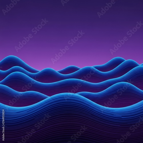 Elegant digital landscape with flowing contour waves merging deep purple and vibrant blue gradients in a polished, futuristic atmosphere, texture, cobalt, indigo