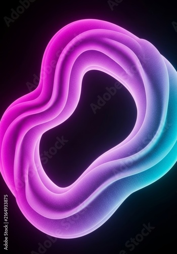 Vibrant high-tech abstract with fluid fuchsia and cyan gradients. Smooth liquid contours flow across a dark background with neon lighting, cyan, mesh, neon