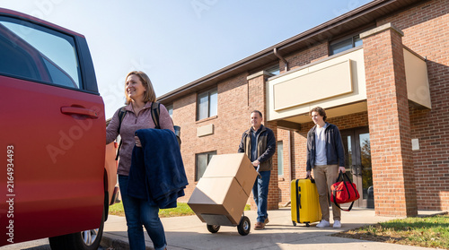 Family arrives for an adult learner move-in morning
