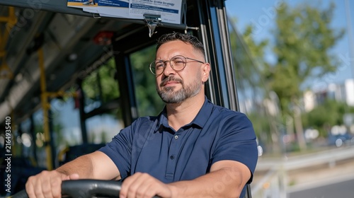 Confident Bus Operator Focused
