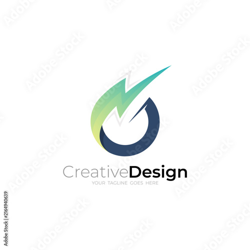 voltage logo with circle design combination, thunder logos, 3d colorful