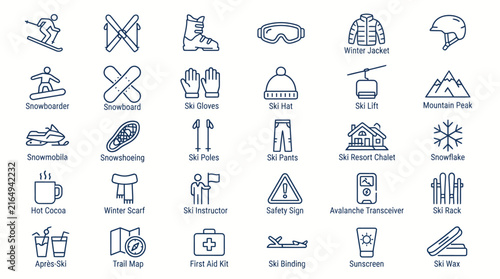 Fotografie Set of ski resort and winter sports icons