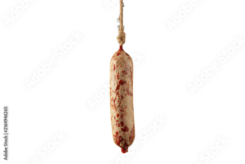 Obraz na płótnie Thin dried sausage hanging from string