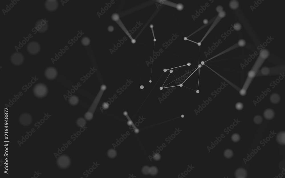 Fototapeta premium Abstract background. Molecules technology with polygonal shapes, connecting dots and lines. Connection structure. Big data visualization.