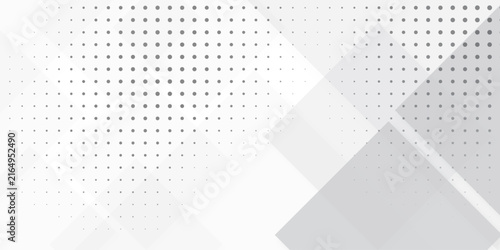 abstract white and gray gradient geometric background. overlap squares halftone triangle digital vector paper design. minimal halftone circle polka dots triangle web business template texture.
