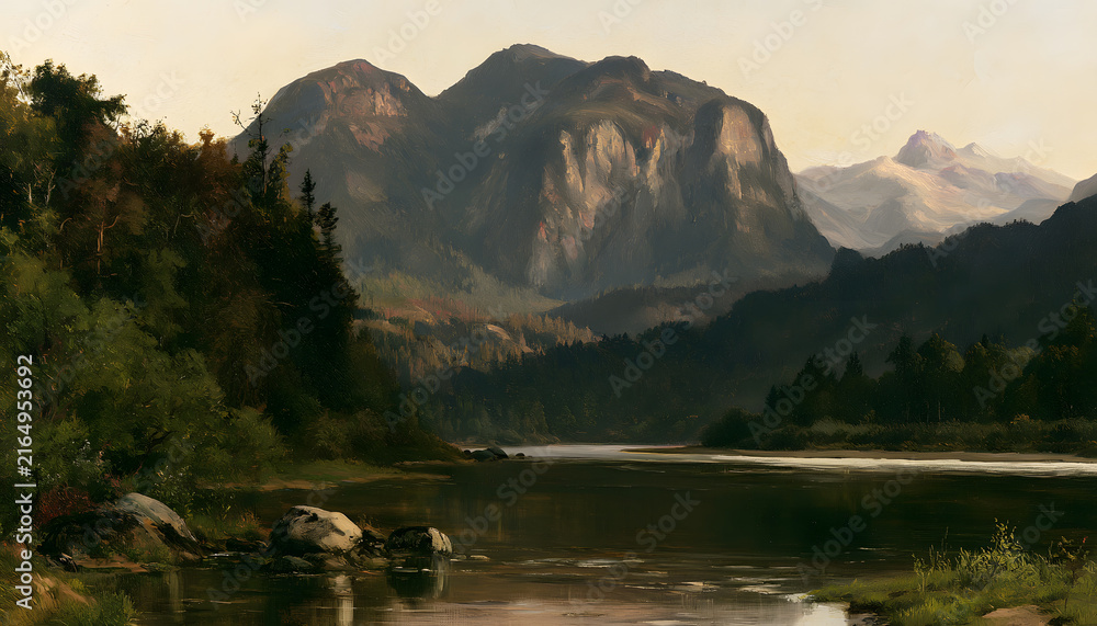 Naklejka premium Mountainous Scene with a River