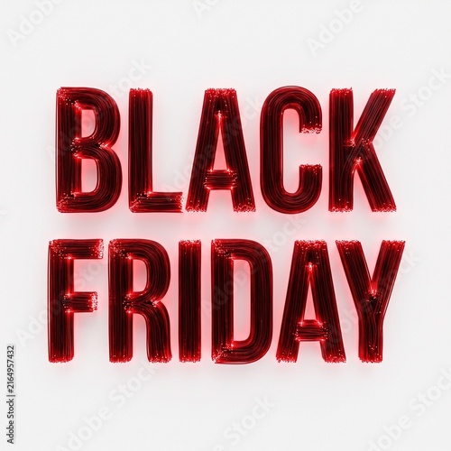 Glowing Red Black Friday Text With Fiber Optic Effect On White Background