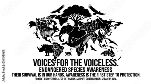 Wildlife conservation awareness illustration